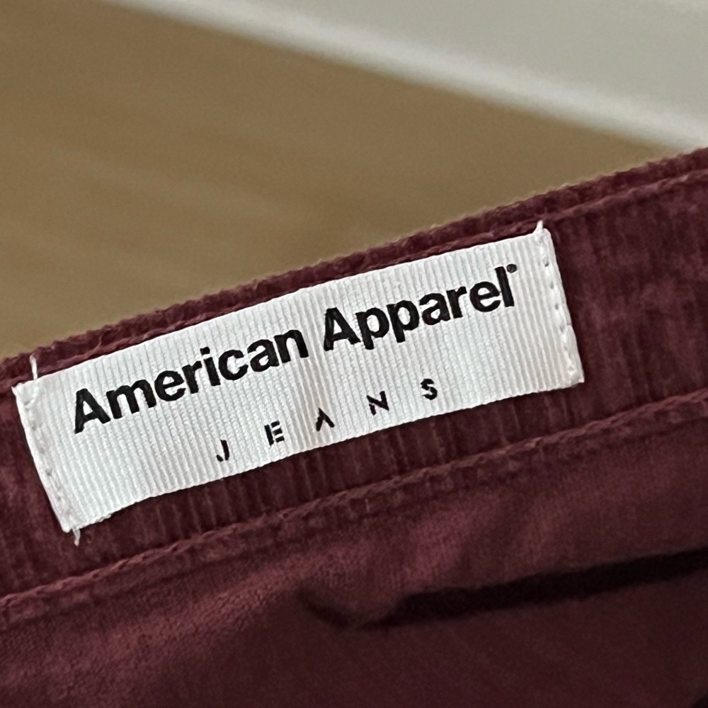 american apparel jeans burgundy red corduroy skater skirt size large - Picture 4 of 4